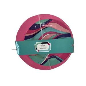 Trina Turk Melamine Plate Set (2 Pieces) Pink & Wavy Dinner & Salad NEW